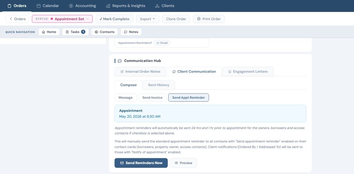 Automated reminders — additional preview