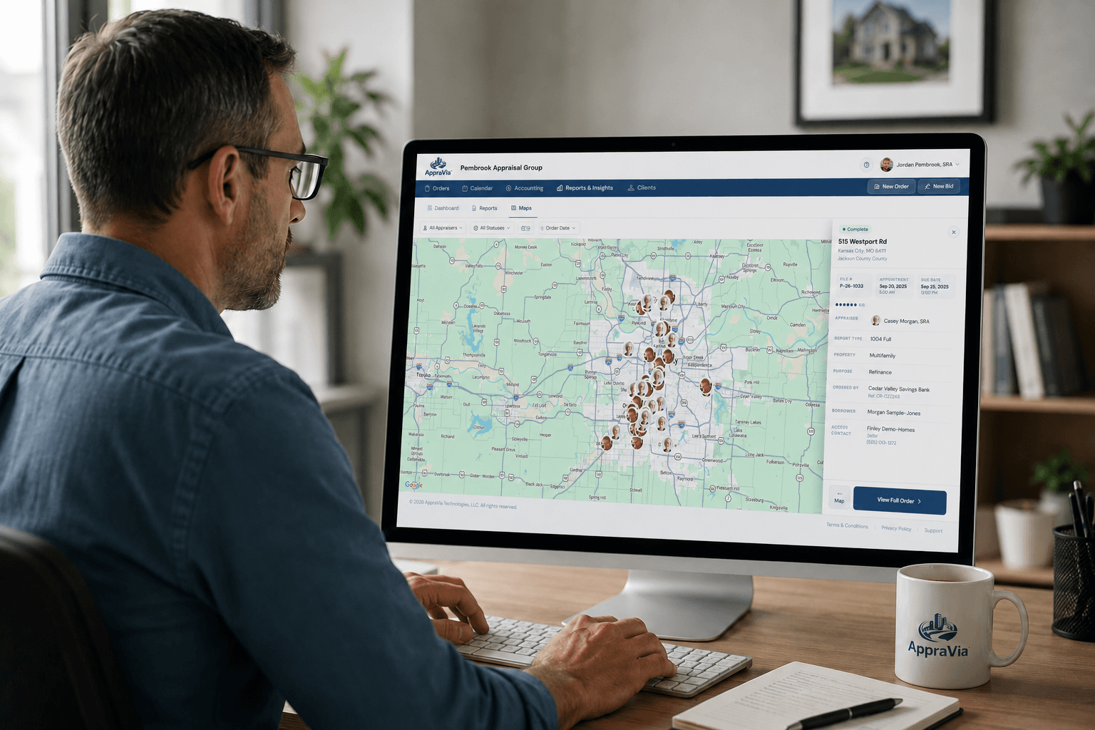 An appraiser using the AppraVia dashboard