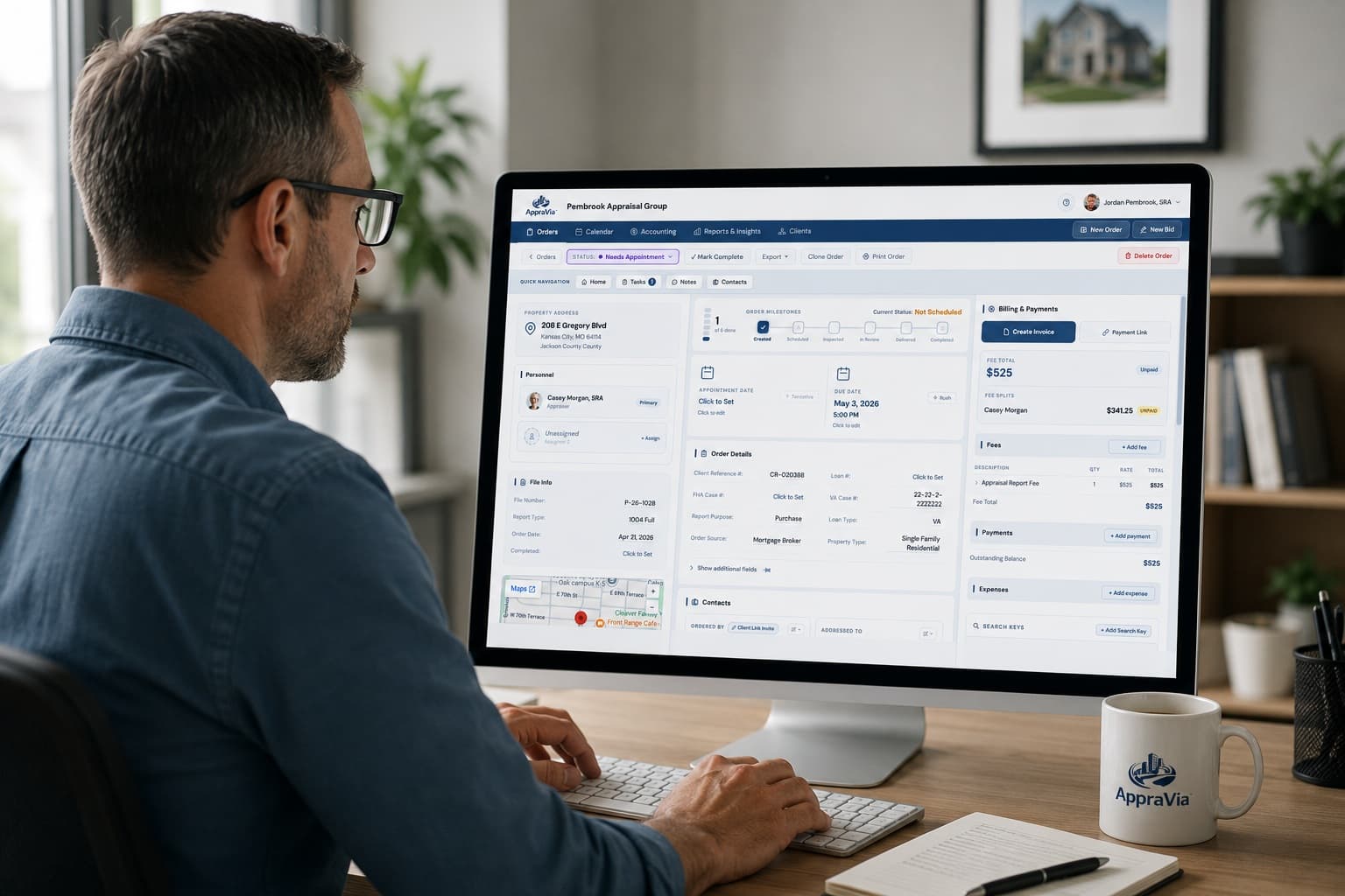 An appraiser using the AppraVia dashboard
