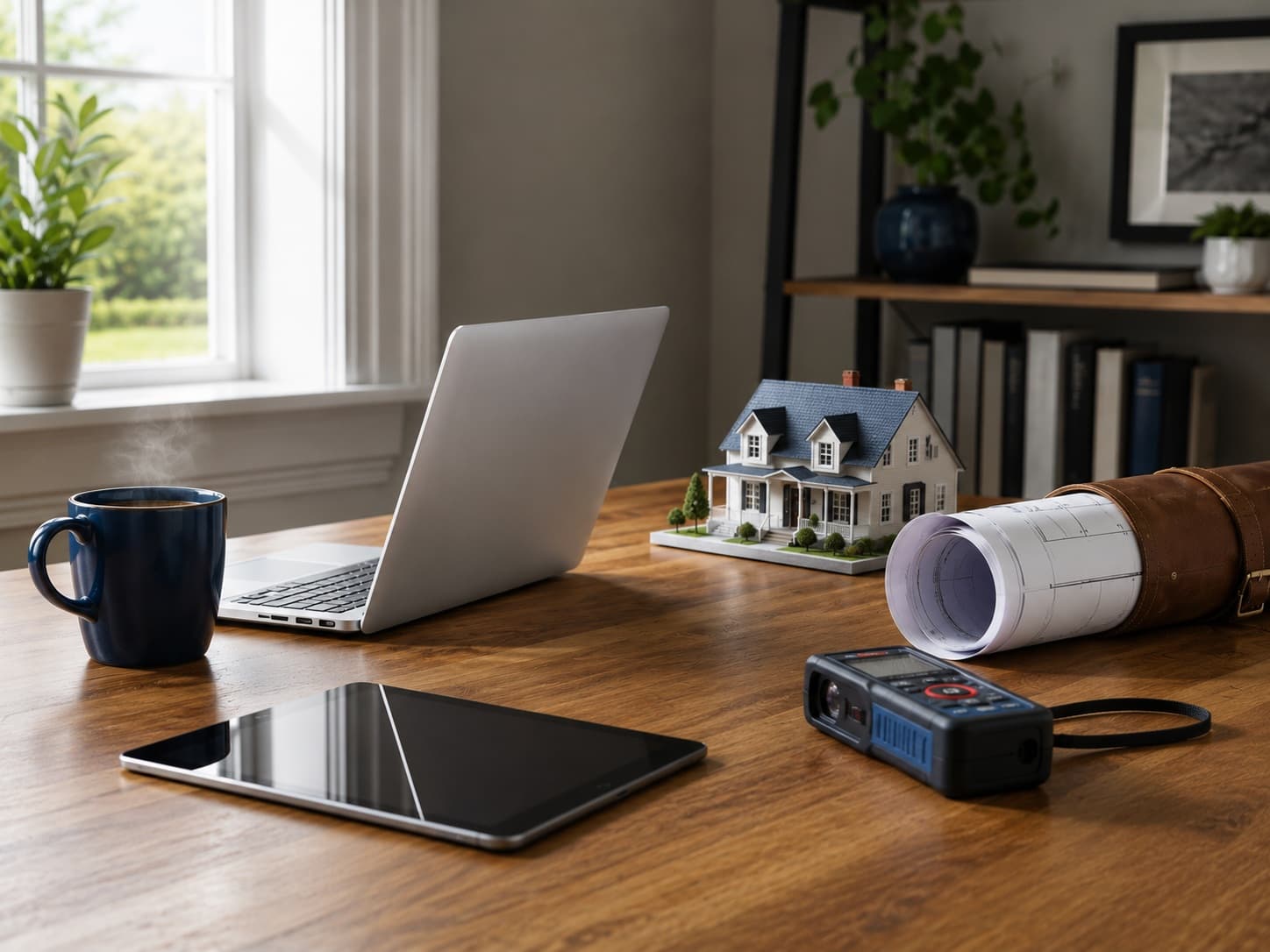 An appraiser's workspace with laptop and reference materials